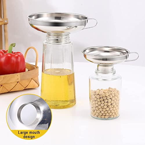 Image of Curated Cart Large Canning Funnel for Wide Mouth and Regular Mason Jars, Stainless Steel Kitchen Use Funnels with Strainer for Filling Bottles, Metal Funnel Set for Oil, Powder, Jam, Grains