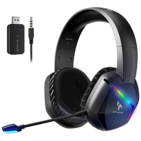 SOMiC 2.4G Wireless Gaming Headset for PS4, PS5, PC, with Detachable Mic and RGB Rainbow LED, Surround Sound, Bass, Over Ear Headphone with Game/Audio/Live Broadcast Sound Mode, Wireless/Wired Use Cover