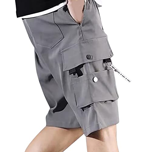 Pantalones cortos cargo para hombre, bermudas, pantalones cortos para hombre, pantalones deportivos con varios bolsillos, pantalones casuales con cordón, pantalones cargo ligeros y transpirables