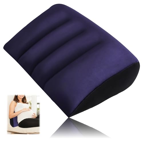 oibek Portable Wedge Pillow Inflatable Cushion, Inflatable Wedge Pillow for Sleeping Lumbar Leg Support Pillow for Sleeping, Leg Elevation in Bed Travel Camping, Fast Inflating Deflation(Blue)