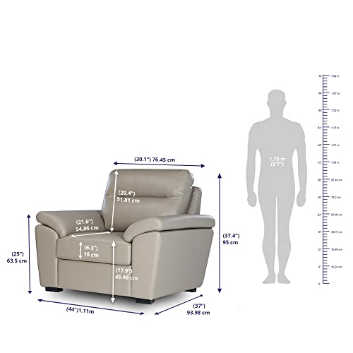 Image of Wakefit 6 Seater Sofa Set | 3+2+1 Seater, Cappuccino | Neem Wood & Leatherette Fabric | 94.9cm H x 215.9cm L x 93.9cm W
