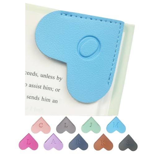 MOTEERLLU Personalized Leather Heart Bookmark with Initials
