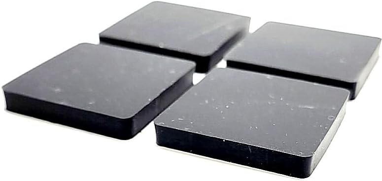 1 1/4" Square Silicone Rubber Bumper Feet 3/16" Thick Adhesive Backed Pads Spacer Glides for Furniture Cabinets and Equipment Non Slip Waterproof Bases (48 Pack)