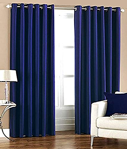 Kiara Creations Elegant Solid Semi-Sheer Curtains for Long Door- 8 Feet (Pack of 2) Blue