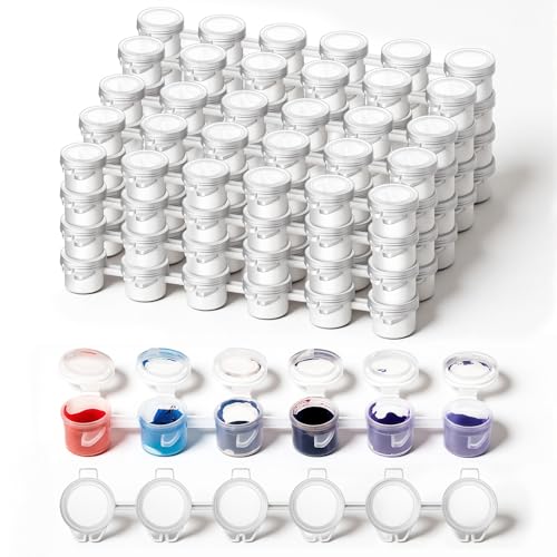 Exircy 120-Piece Empty Paint Pots 20 Strips Mini Paint with Lid Acrylic Paints Containers Painting Arts Crafts Supplies for Classrooms Schools Paintings Art Festivals(3 ml/0.1 oz)