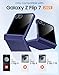 Spugan for Samsung Galaxy Z Flip 7 Case with Privacy Screen Protector & Hinge Protection, Slim Non-Slip Hard Full Body Shockproof Cover Wireless Charging Case for Galaxy Z Flip 7 (Blue)