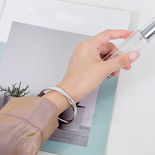 H&Beautimer 925 Sterling Silver Italian Handmade Bracelet - 7/8MM Glossy Bracelet for Women - Minimalist Original Silver Bangle - Fine Jewelry - 60-65-68MM4