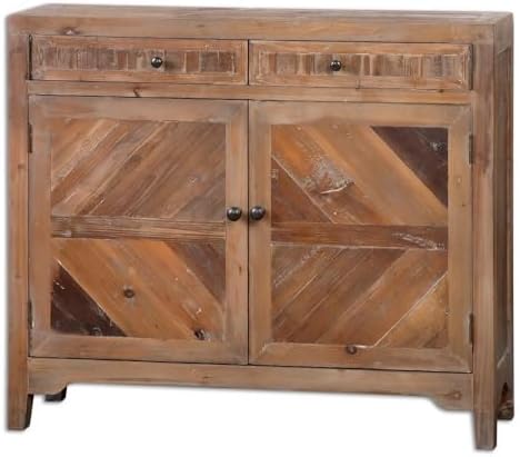 Rustic Reclaimed Fir Wood Console with Swing-Out Drawers