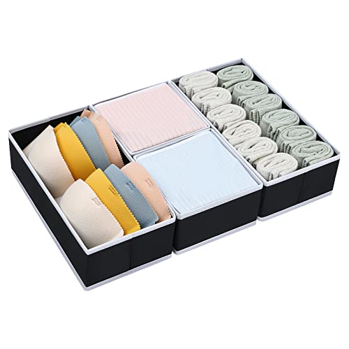 Homsorout Lot de 4 organiseurs de tiroir à vêtements pliables en tissu pour sous-vêtements, vêtements, chaussettes, lingerie, mouchoirs, cravates Cover