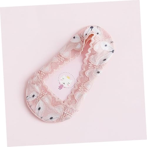 3pairs Anti-skid Cartoon Lace Low Cut Invisible Socks for Girls s - for Summer Random Colors4