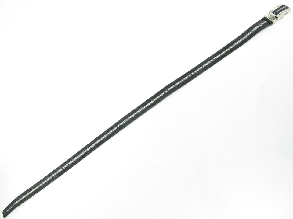 Nattharinee* Genuine Row Diamond Stingray Skin Leather with Row Pearl Men's Belt Buckle Auto Lock Size: 1.5” X 48” SHINY BLACK.4