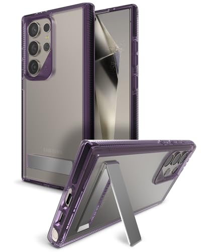 ZAGG Santa Cruz Samsung Galaxy S24 Ultra Case with Kickstand - Graphene-Enhanced, Drop-Resistant up to 13ft, Ultra Slim, Clear Case with Color Accents, Grape Purple