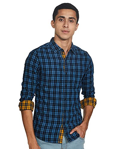 Image of Spykar Men's Checked Slim Fit Shirt