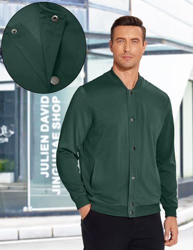 Image of COOFANDY Men's Casual Lightweight Jacket Baseball Letterman Snap Button Jacket