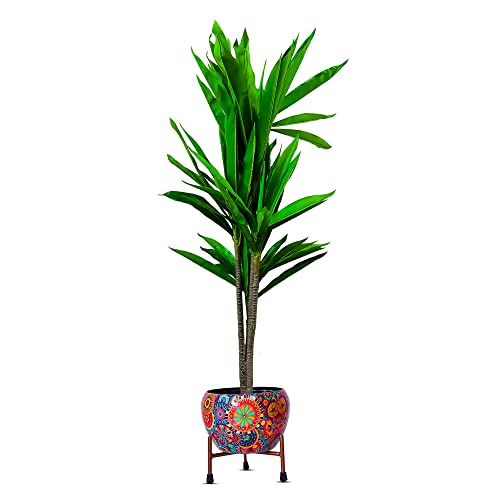 Image of Kayra Decor 4.5 Feet Silk Corn Plant - Tall Artificial Plant for Home Decor with Pot (Black)
