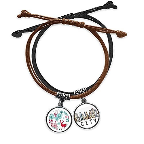 Oiseaux cerfs fleurs bracelet corde main chaîne cuir Sidi pour homme et femme