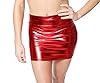 Shiny Stretchy Metallic Wet Look Mini Skirts in Re... #2