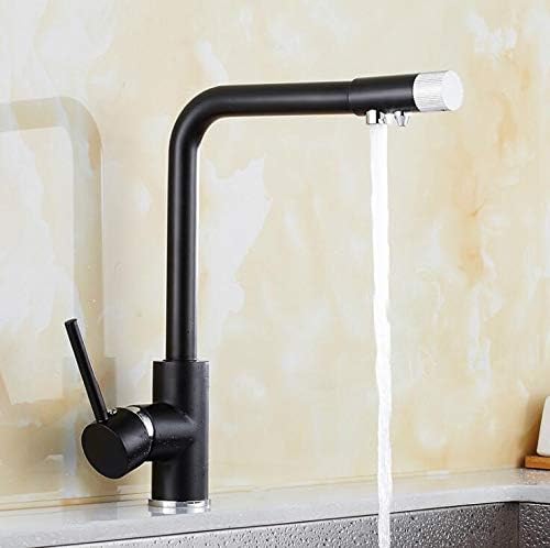 キッチンフィルター真鍮クロームクレーンキッチンウォーターシンクフィルター温冷野菜キッチンミキサータップ、ブラック To pursue