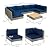 Outsunny 7 Piece Wicker Patio Furniture Set, Modular Outdoor Sectional with Thickened Cushions, Rattan Outdoor Furniture Conversation Set with Slatted Acacia Wood Table for Backyard, Brown/Dark Blue