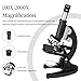 Microscope for Kids, 100X-2000X All-Metal Profesional Microscope for Adults with Microscope Slides and Specimen Preparation Kit, Compound Monocular Microscope for Lab School Home Education, Black