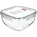 KADAX Frischhaltedose mit Deckel, klick-it, Lebensmittelbehälter aus Kunststoff, geeignet für Kühlschrank, Mikrowelle, Gefrierschrank, Vorratsdose, luftdicht, transparent/grau (2,4L quadratisch)