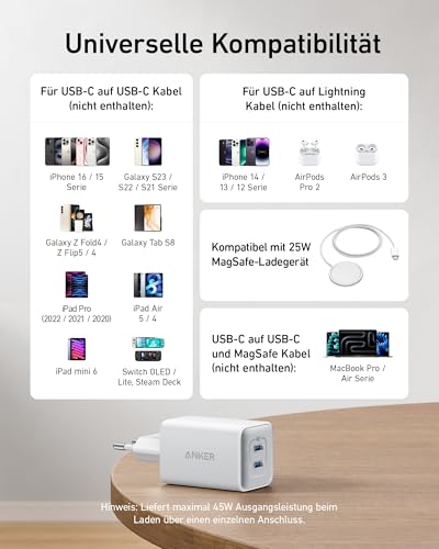 Anker 47W USB C Ladegerät, 523 Charger (Nano 3), GaN Schnellladegerät – Ansicht 6