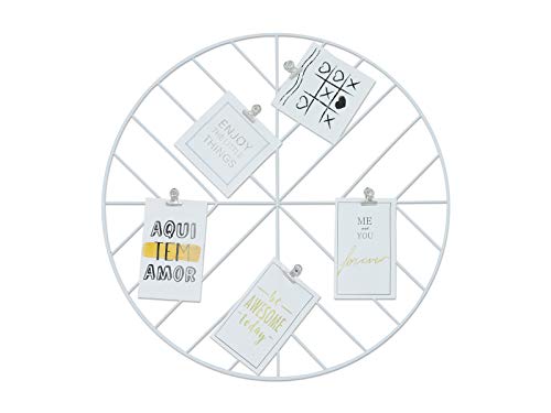 TIME HOME DEVELOPMENT Portafotos múltiple Rejilla metálica para decoración Pared Forma Redonda 45cm (Blanco) Cover