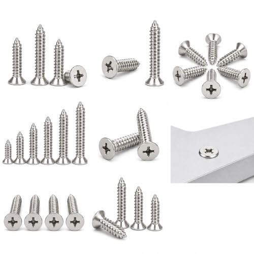 Image of By inchVP INDUSTRIES inch (Pcs-50) No.2x10 mm CSK Phillips Head Self-Tapping Screw - Stainless Steel, Star Slot, Philips Drive for Wood, Plywood & Plasterboards