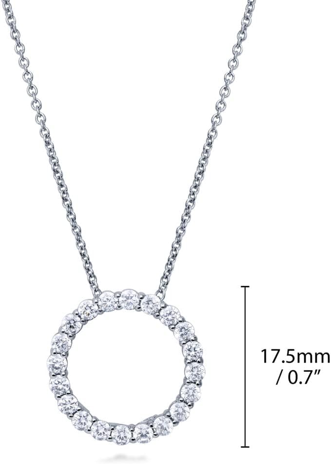 BERRICLE Sterling Silver Open Circle Cubic Zirconia CZ Fashion Necklace and Earrings Set for Women, Rhodium Plated - Image 8