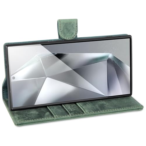 Coque Samsung S24 Ultra en cuir véritable premium rétro vert