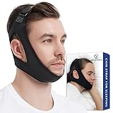 Anti Snoring Chin Strap for CPAP Users - Adjustable and Breathable Chin Strap for Snoring - Effective Anti Snoring Devices - Snore Solution Sleep aid for Men and Women (Black)