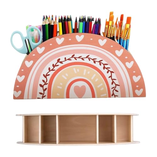 Organisateur de bureau en bois mignon avec porte-crayons pour la maison