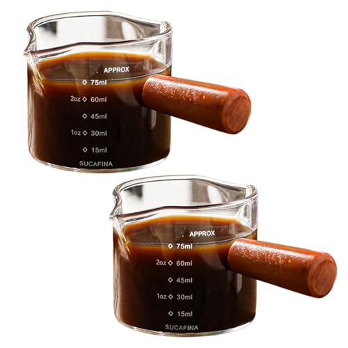 2 tazas medidoras de espresso de 100 ml de vidrio transparente con escala dual asa y boquillas dobles 2 tazas medidoras de espresso de 100 ml de vidrio transparente con escala dual asa y boquillas dobles