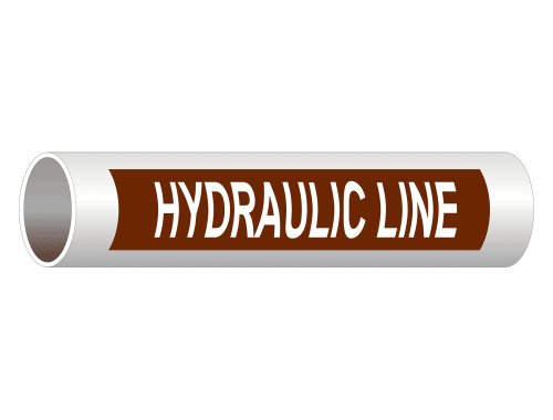 ComplianceSigns.com Hydraulic Line (White Legend On Brown Background) Pipe Label Decal, 8x2 inch 5-Pack Vinyl for Pipe Markers
