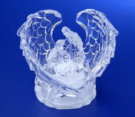 CC Christmas Decor ICY Crystal LED Lighted Holy Family Angel Wings Figurine - 3