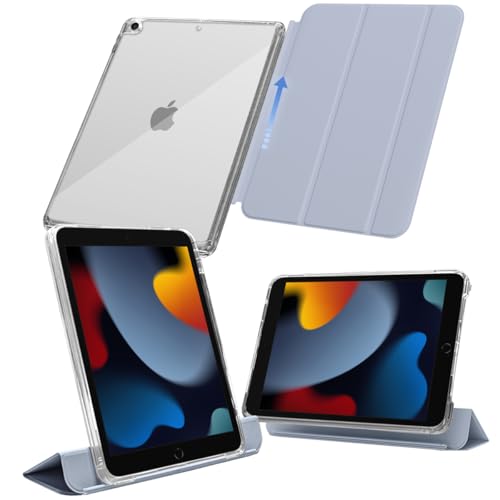 MS factory iPad 9世代 ケース 第9世代 第8世代 第7世代 用 アイパッド 10.2 取り外し可能 軽量 耐衝撃 カバー 縦置き/横置きスタンド ソフトフレーム 背面透明 ペールウィステリア 淡藤色 IPD-7-SLD-LPP