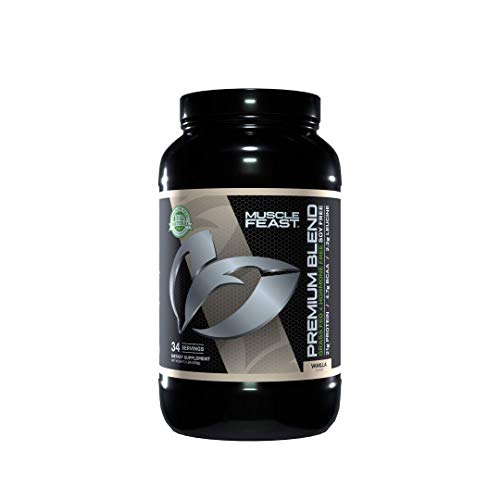 Muscle Feast Premium Blend All Natural Hormone Free Grass-Fed Whey Protein Powder, Vanilla, 2lb