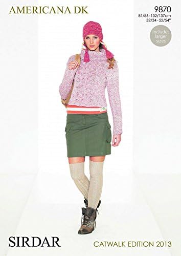 Sirdar Ladies Sweater Americana Knitting Pattern 9870 DK