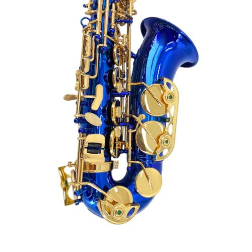Image of Beginner Alto Saxophone, E Flat - Complete Starter Kit with Case & 10 Reeds, for Adults & Students, Easy to Play for School Band & Practice (Blue)