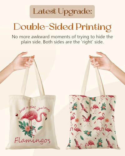 Image of Miss Adola Cute Canvas Tote Bag for Women Girls - Animal Lover Aesthetic Bags with Magnetic Buckle and Zipper Inner Pocket