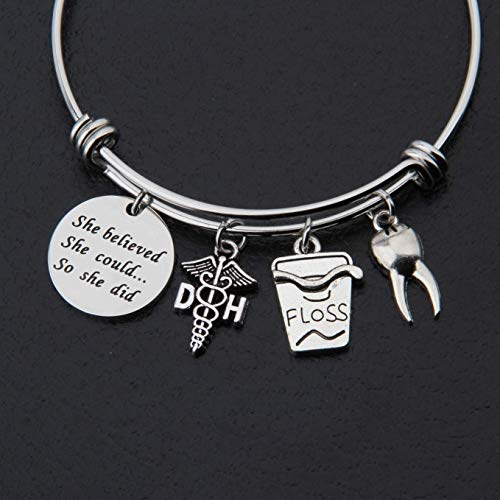 ENSIANTH Dental Hygienist Gifts She Believed She Could So She Did Keychain Dentist Jewelry Graduation Gift For DH4