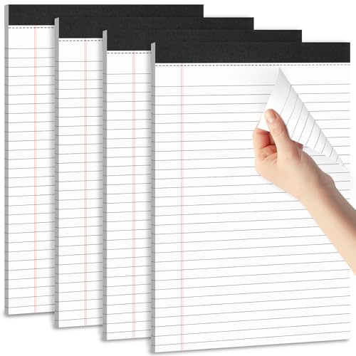 DANRONG Blocos legais 21 x 28, pacote com 4, pautado largo, papel branco, 40 folhas por bloco de esc