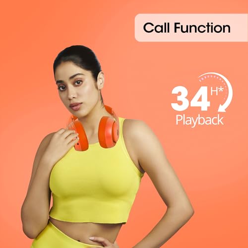 Image of ZEBRONICS Dynamic Wireless Over Ear Headphone with 34 Hours Playback,Dual Pairing,Call Function, Aux, Voice Assistant Supportadjustable Headband(Orange)