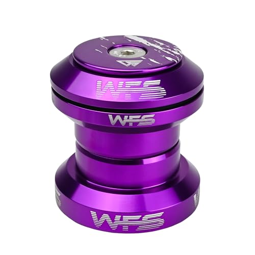 WFS NV.37 1-1/8 Inch Threadless Bike Headset Set for Threadless Steerer Forks and 34mm Head Tube - CNC Aluminum Alloy, Sealed Bearings for Mountain Bike, Road Bikes, MTB and BMX, Purple
