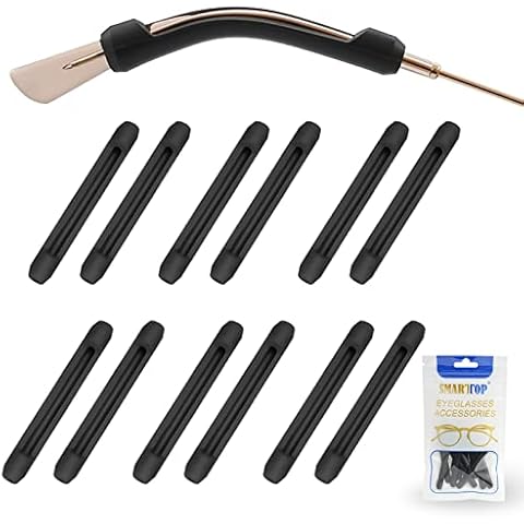 SMARTTOP Soft Silicone Eyeglasses Temple Tips Sleeve Retainer,Anti-Slip Elastic Comfort Glasses Retainers For Spectacle Sunglasses Reading Glasses Eyewear (6Pairs Black) Cover