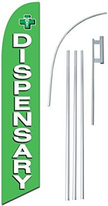 "Dispensary" 12-Foot Super Swooper Feather Flag with Heavy-Duty 15-Foot Pole and Ground Spike