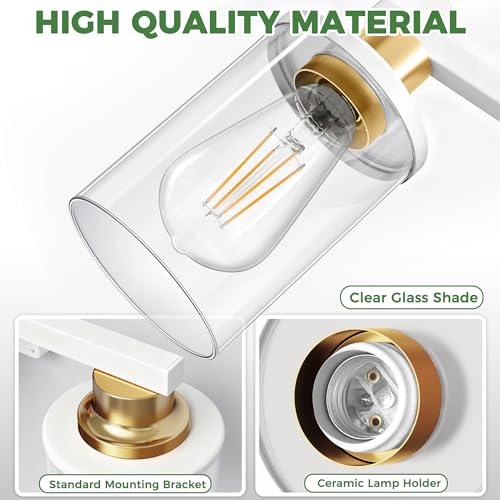 Image of DORESshop 17 Inch 3-Light White Gold Bathroom Vanity Light