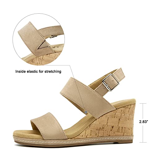 Image of VJH confort Women's Wedge Sandals Buckle Straps Cork Platform Comfort Slingback Dress Open Toe Sandals