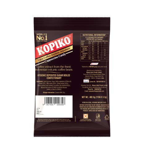 Image of KOPIKO Cappuccino Coffee Candy - World's No 1 Coffee Candy - Party Pack - 402.5 gm |115 Pieces in Each| |Birthday Pack of 8|