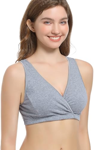 Image of CAKYE 3 Pack Cotton Maternity Nursing Bras Breastfeeding Sleep Bralette